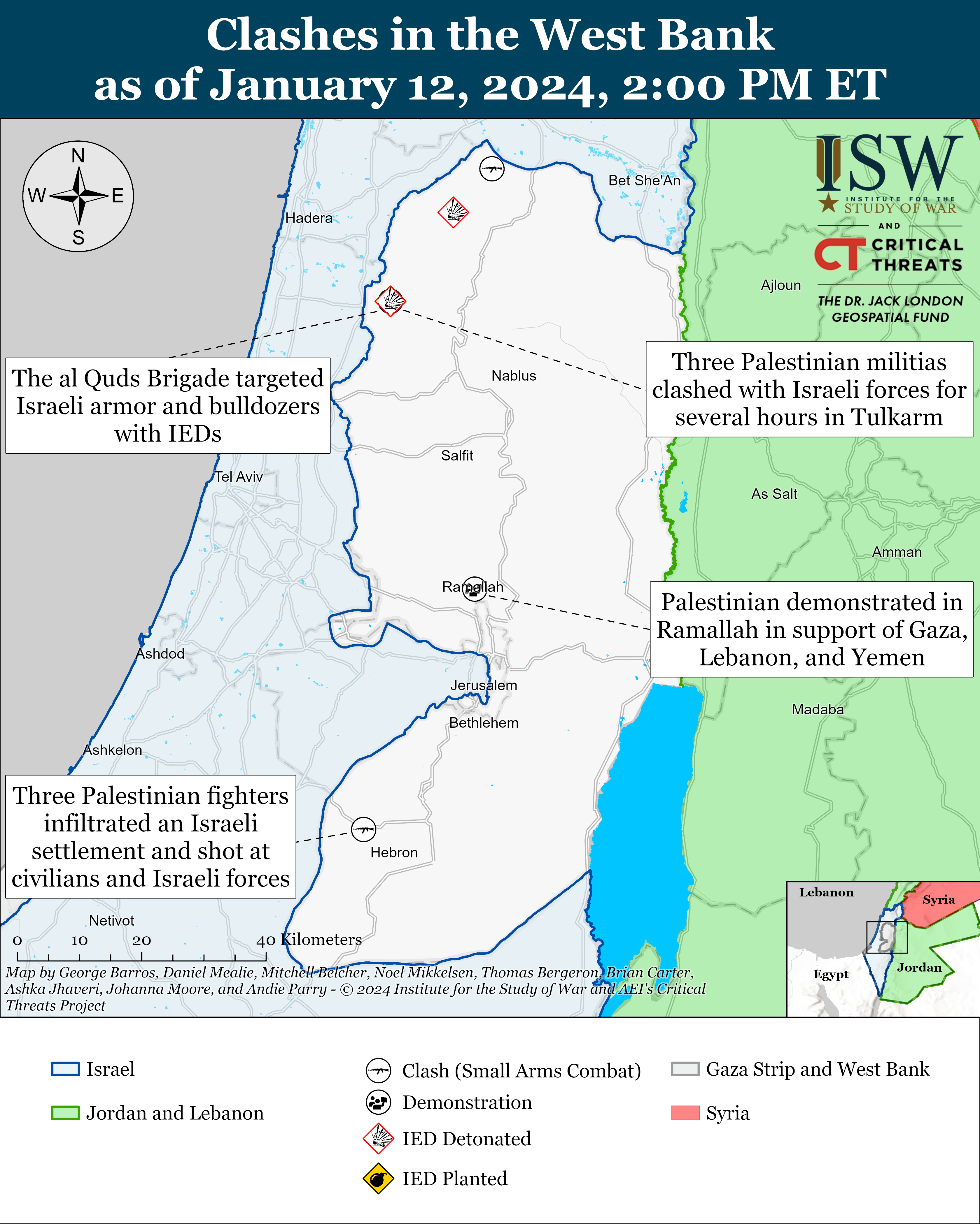 Iran Update January 12 2024 Institute For The Study Of War   West Bank Battle Map January 12%2C2024 